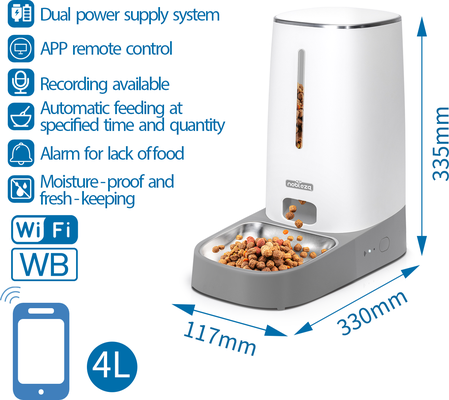 Comedero Automatico para Gatos y Perro 2.4G WiFi 4L